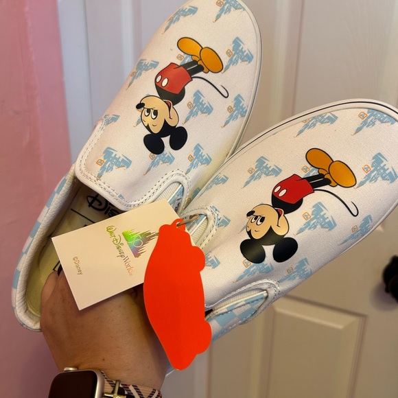 Vans Blue and White Sneakers with Mickey Mouse Design - Picture 1 of 5